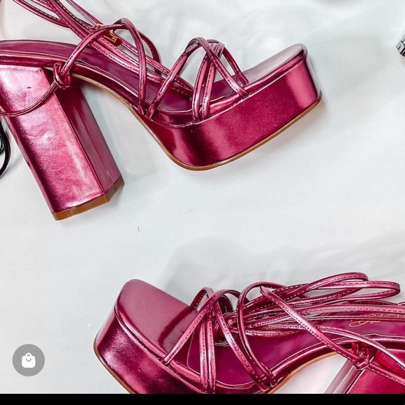 Lace up metallic pink heels - Picture 3 of 8